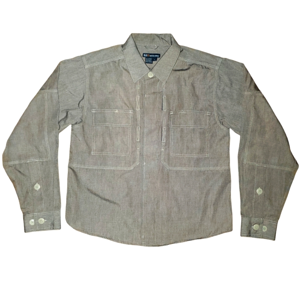 5.11 Tactical Series TDU Ripstop Canvas Utility Button Up Shirt Mens Small Brown